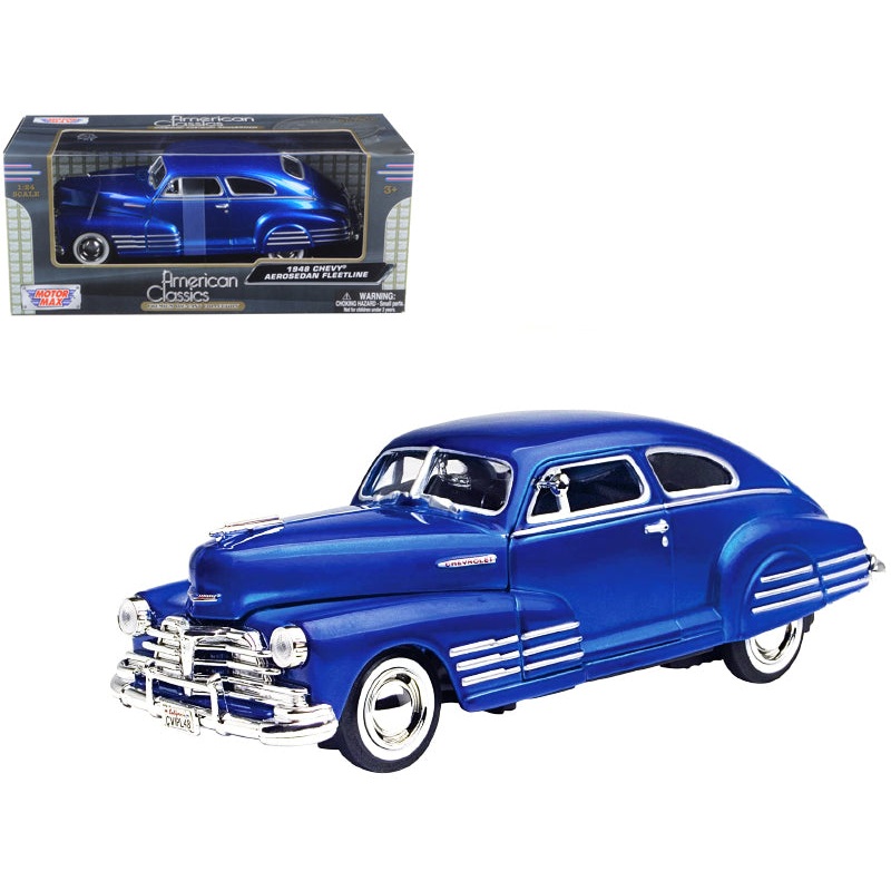 1948 Chevrolet Aerosedan Fleetline Blue 1/24 Diecast Model Car by Motormax