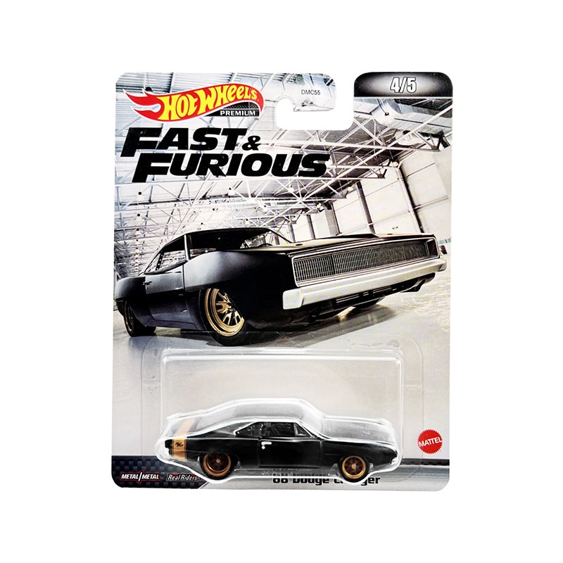 1968 Dodge Charger R/T Matt Black with Gold Tail Stripe “Fast & Furious” Series Diecast Model Car by Hot Wheels