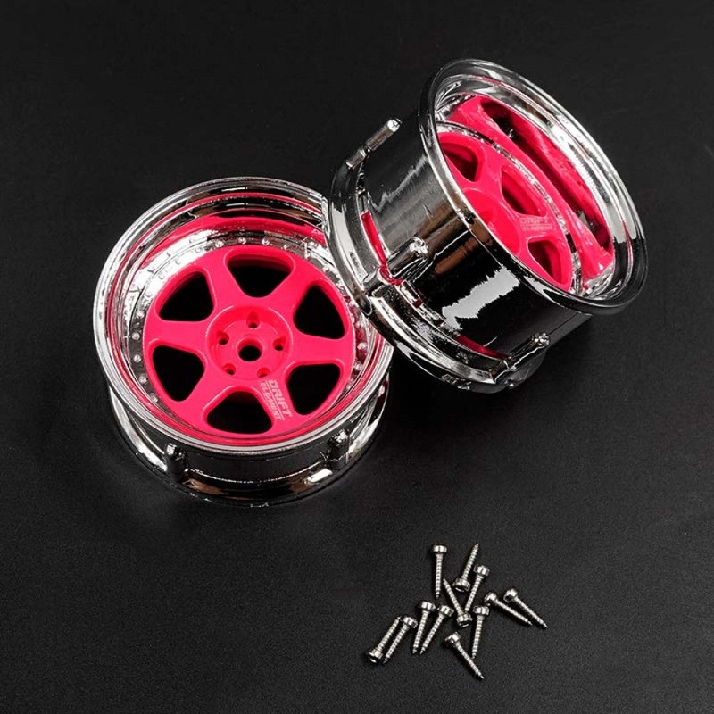 DS Racing – Drift Element 6 Spokes Rim Pink Chrome Lip For 1/10 Sclae (2 pcs)