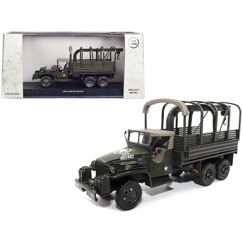GMC CCKW353 Wrecker Tow Truck Olive Drab “United States Army” 1/43 Diecast Model by Militaria Die Cast
