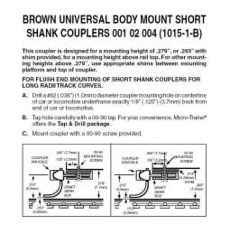 Micro Trains 00102004 N Scale BROWN Universal BMC Short Shank Assembled (1015-1B)
