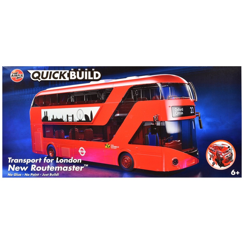 Skill 1 Model Kit Routemaster Double-Decker Bus “Transport for London” Snap Together Plastic Model Kit by Airfix Quickbuild