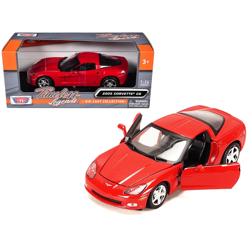 2005 Chevrolet Corvette C6 Coupe Red 1/24 Diecast Model Car by Motormax