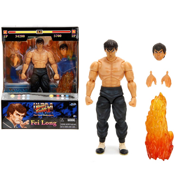Fei Long 6″ Moveable Figure with Accessories and Alternate Head and Hands “Ultra Street Fighter II: The Final Challengers” (2017) Video Game model by Jada
