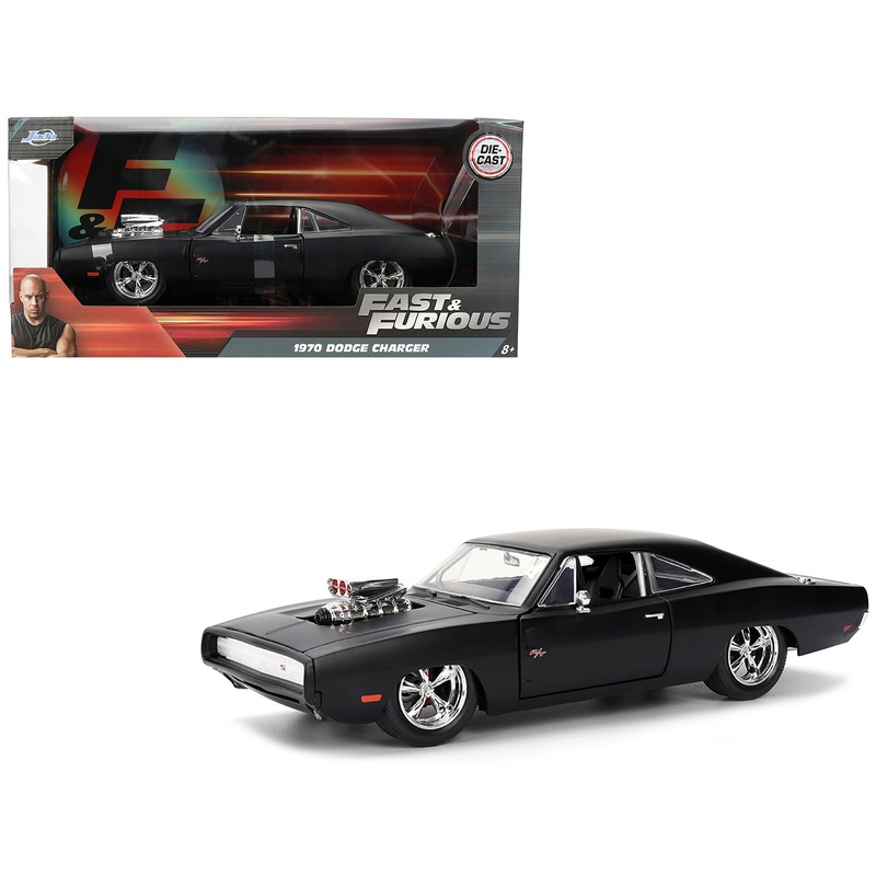 1970 Dodge Charger R/T Matt Black “Fast & Furious” (2009) Movie “Fast & Furious” Series 1/24 Diecast Model Car by Jada