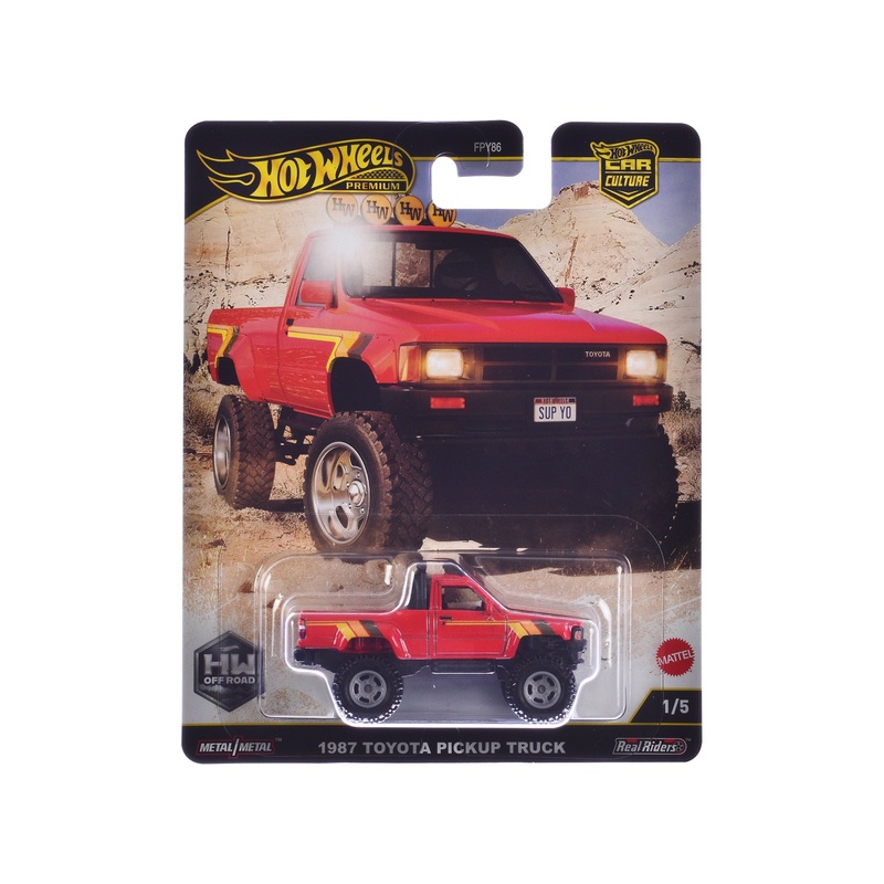 1987 Toyota Pickup Truck Red with Stripes “HW Off Road” Series Diecast Model Car by Hot Wheels
