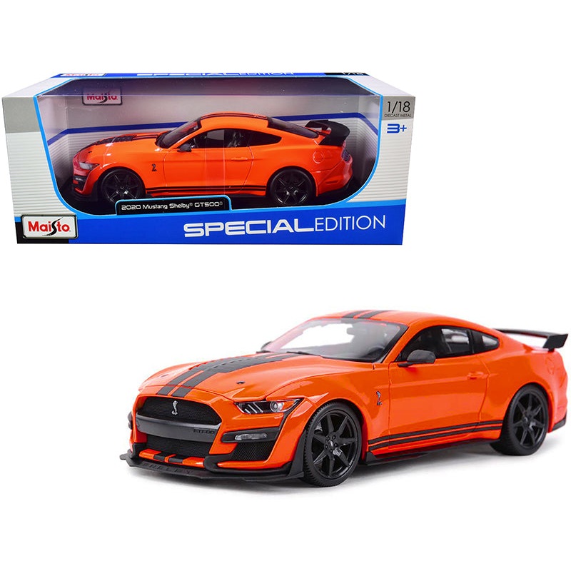 2020 Ford Mustang Shelby GT500 Orange with Black Stripes “Special Edition” 1/18 Diecast Model Car by Maisto