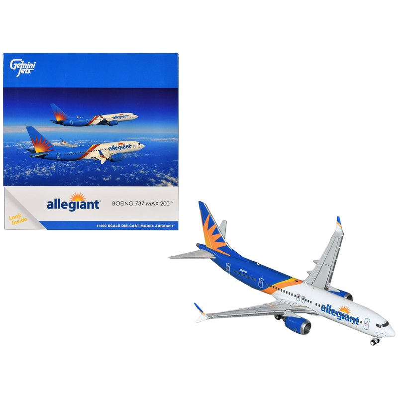 Boeing 737 MAX 200 Commercial Aircraft “Allegiant Air” (N810MG) White and Blue 1/400 Diecast Model Airplane by GeminiJets