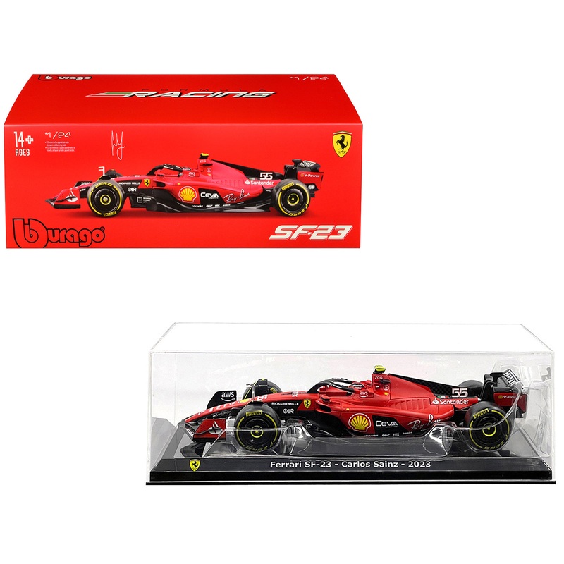 Ferrari SF-23 #55 Carlos Sainz Formula One F1 World Championship (2023) “Formula Racing” Series 1/24 Diecast Model Car by Bburago