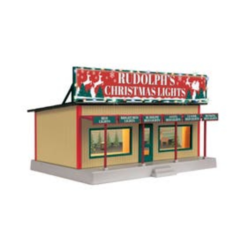 MTH 30-90694  O Road Side Stand w/Operating Christmas Lights – Rudolphs Christmas Shop (Trainworld Exclusive)