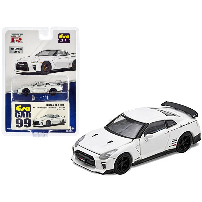 Nissan GT-R (R35) RHD (Right Hand Drive) White “Advan Racing GT” Limited Edition to 960 pieces Worldwide 1/64 Diecast Model Car by Era Car