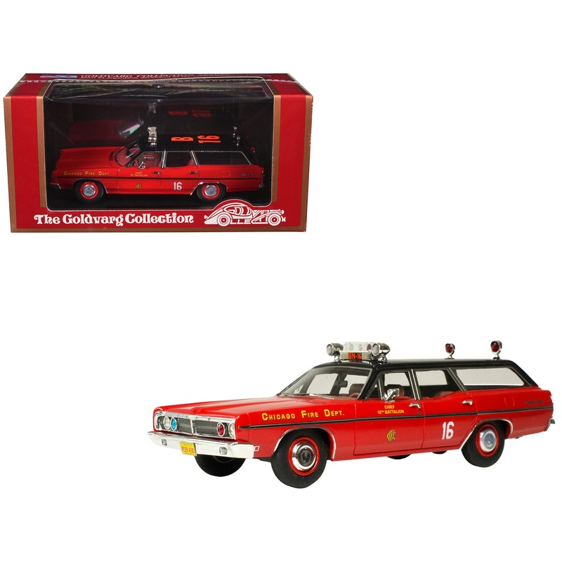 1970 Ford Galaxie Station Wagon “Chicago Fire Department Chief 16th Battalion” Red with Black Top Limited Edition to 300 pieces Worldwide 1/43 Model Car by Goldvarg Collection