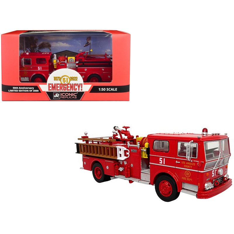 1973 Ward LaFrance Ambassador Fire Engine “Los Angeles County Fire Department” LA County FD (LACFD) “Emergency! 50th Anniversary” (1972-2022) Limited Edition to 3000 pieces Worldwide 1/50 Diecast Model by Iconic Replicas