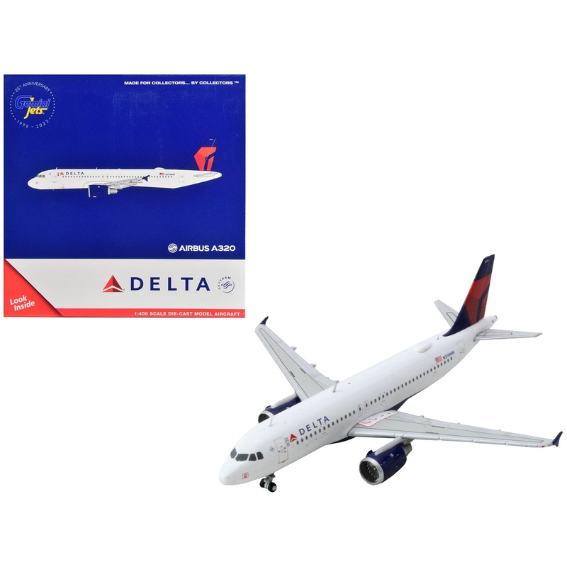 Airbus A320 Commercial Aircraft “Delta Air Lines” White with Red and Blue Tail 1/400 Diecast Model Airplane by GeminiJets