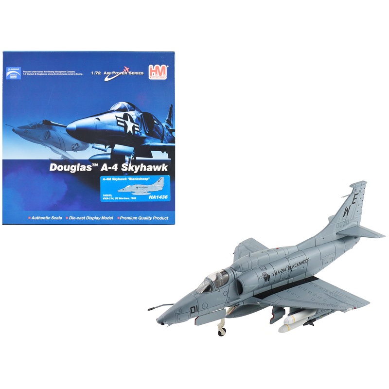Douglas A-4M Skyhawk Aircraft “VMA-214 Blacksheep” (1989) United States Marines “Air Power Series” 1/72 Diecast Model by Hobby Master