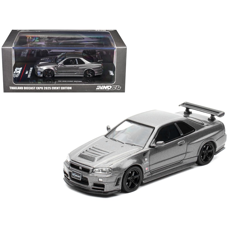 Nissan Skyline GT-R (R34) Z-Tune RHD (Right Hand Drive) Gray Metallic “Thailand Diecast Expo 2025 Event Edition” 1/64 Diecast Model Car by Inno Models