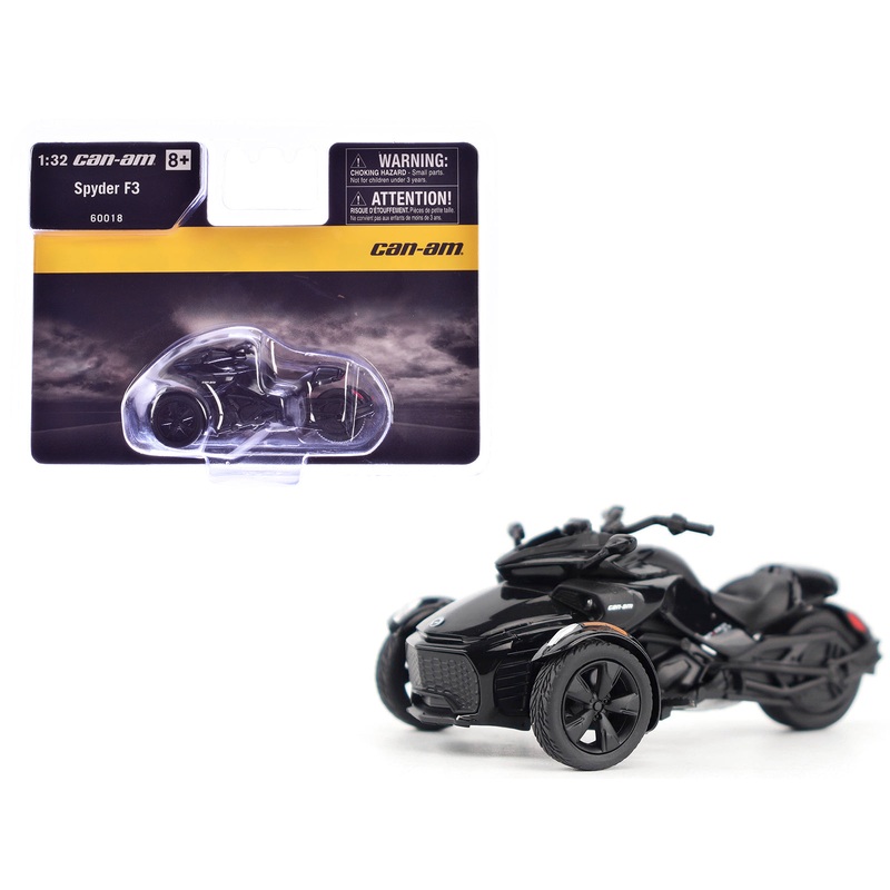 Can-Am Spyder F3 3-Wheel Motorcycle Steel Black Metallic 1/32 Diecast Model by BRP Models