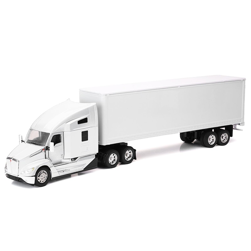 Kenworth T680 Truck White with Dry Van Trailer White “Long Haul Trucker” Series 1/32 Diecast Model by New Ray
