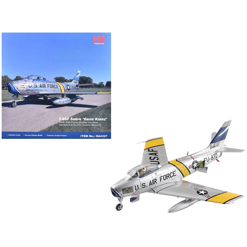 North American F-86F Sabre Fighter Aircraft “24872 Gene Kranz My Darling Marta, 69th Fighter Bomber Squadron, EAA Aviation Museum” United States Air Force “Air Power Series” 1/72 Diecast Model by Hobby Master