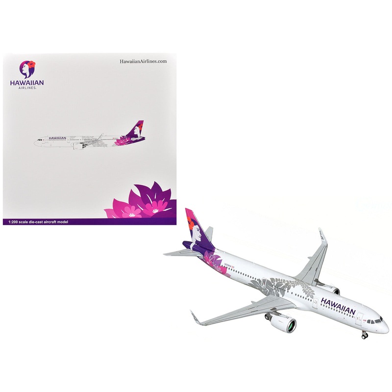 Airbus A321neo Commercial Aircraft “Hawaiian Airlines” (N208HA) White with Tail Graphics “Gemini 200” Series 1/200 Diecast Model Airplane by GeminiJets