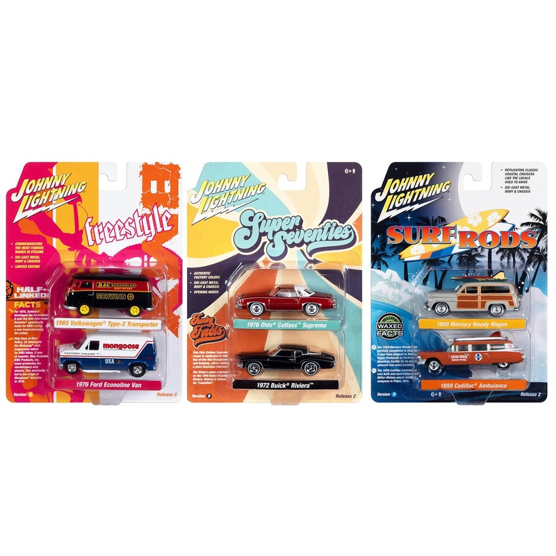 Johnny Lightning “2-Packs” 2023 Set B of 6 pieces Release 2 1/64 Diecast Model Cars by Johnny Lightning