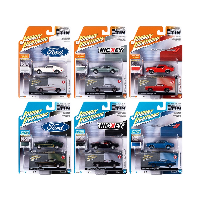 Johnny Lightning Collector’s Tin 2021 Set of 6 Cars Release 3 Limited Edition of 7140 pieces Worldwide 1/64 Diecast Model Cars by Johnny Lightning