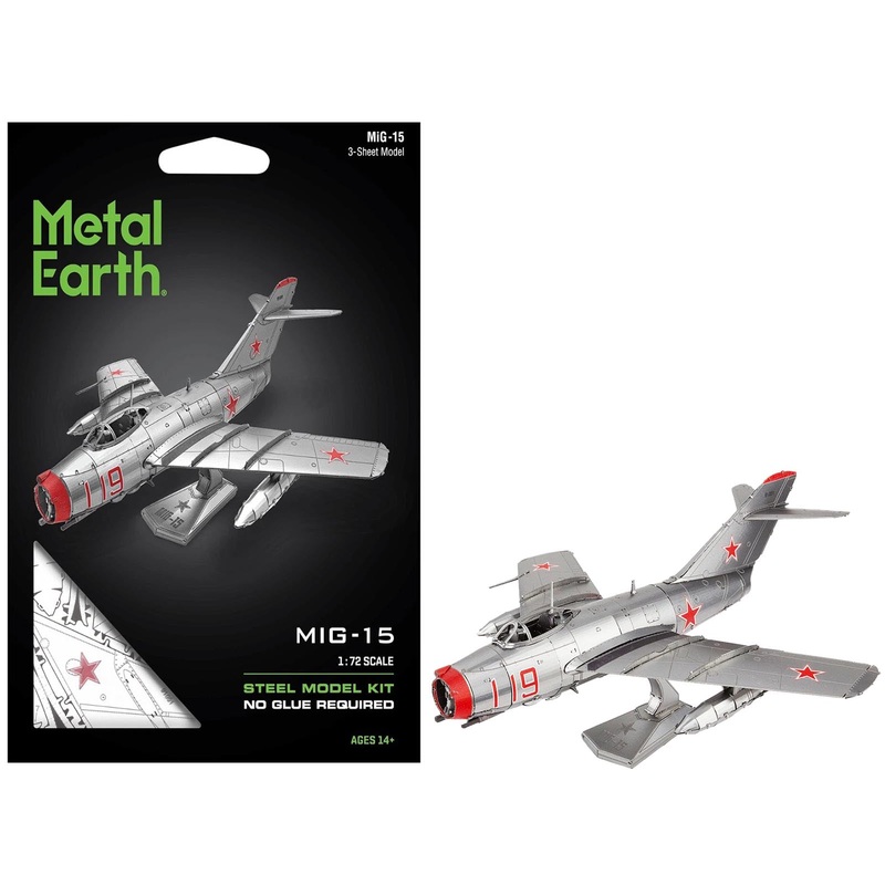 Model Kit Mikoyan-Gurevich MiG-15 Fighter Aircraft “Korean War” Soviet Air Force (Moderate Difficulty) Steel Model by Metal Earth