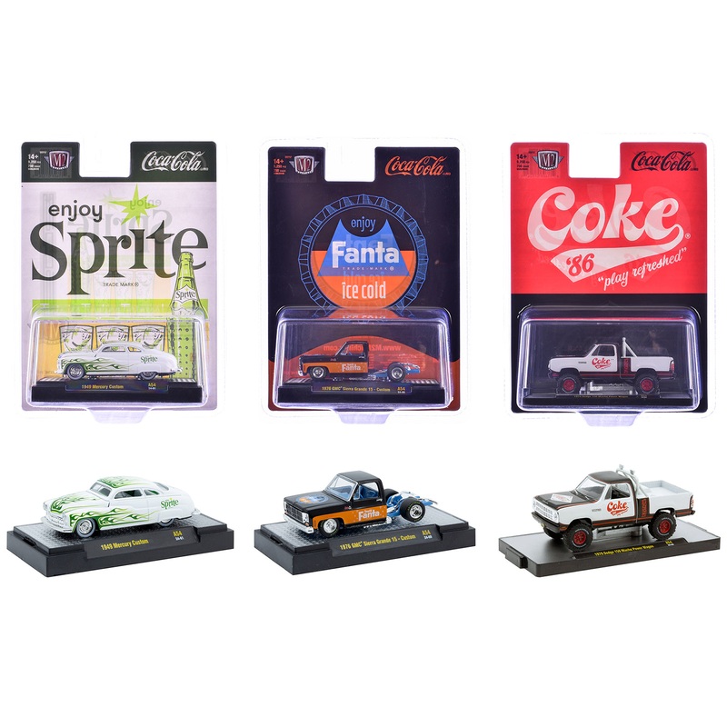 “Sodas” Set of 3 pieces Release 54 Limited Edition to 10000 pieces Worldwide 1/64 Diecast Model Cars by M2 Machines
