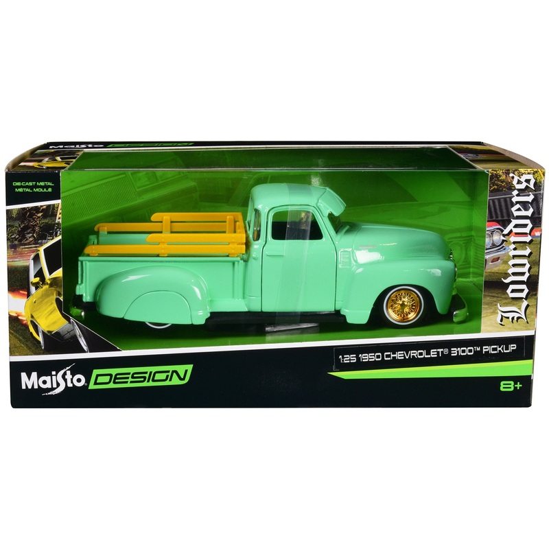 1950 Chevrolet 3100 Pickup Truck Lowrider Light Green with Gold Wheels “Lowriders” Series 1/24 Diecast Model Car by Maisto