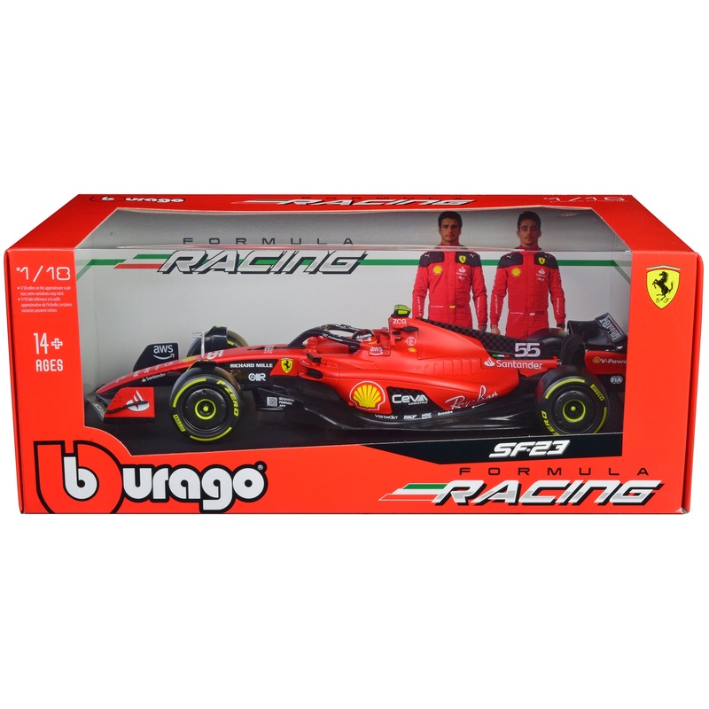 Ferrari SF-23 #55 Carlos Sainz Formula One F1 World Championship (2023) “Formula Racing” Series 1/18 Diecast Model Car by Bburago