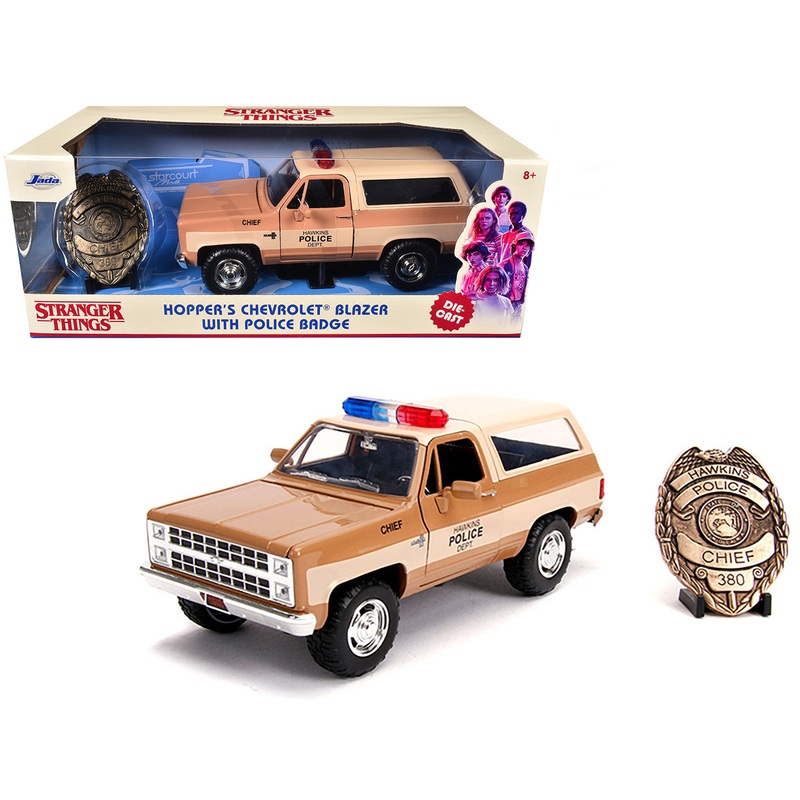 Hopper’s Chevrolet Blazer with Police Badge “Hawkins Police Dept.” “Stranger Things” (2016) TV Series 1/24 Diecast Model Car by Jada