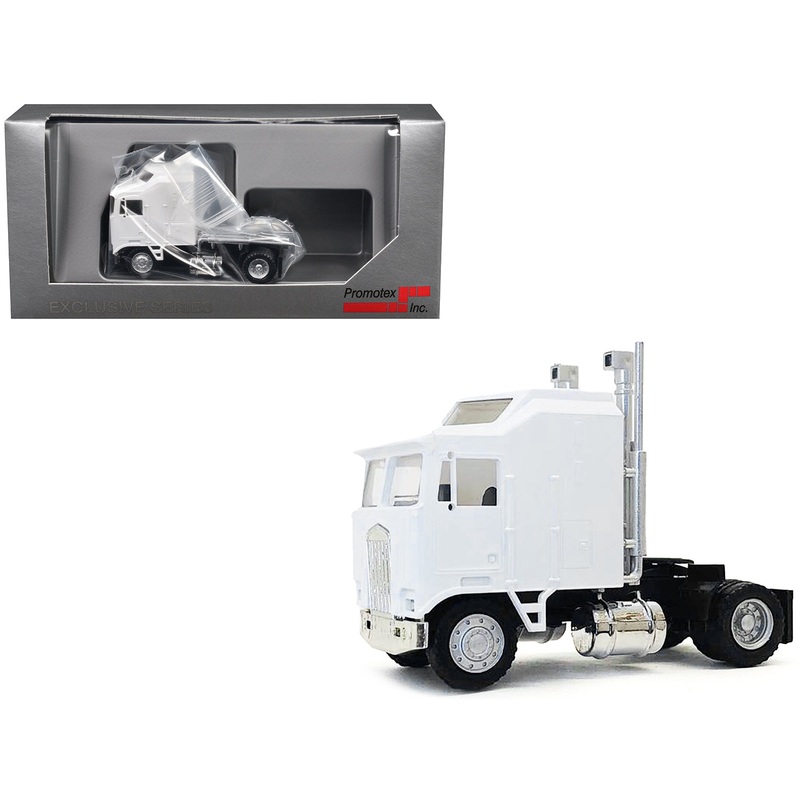 Kenworth K100 Single-Axle Truck with 5-Bar Grill White 1/87 (HO) Plastic Model Car by Promotex