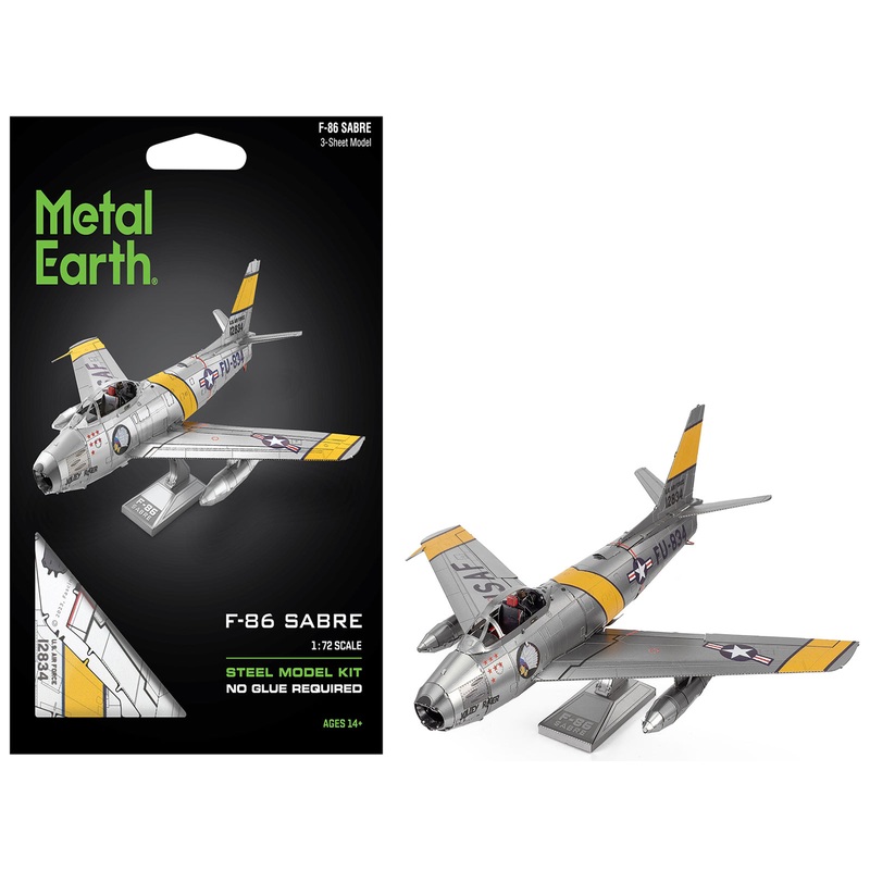 Model Kit North American F-86 Sabre Fighter Aircraft “Jolley Roger” United States Air Force (Moderate Difficulty) Steel Model by Metal Earth