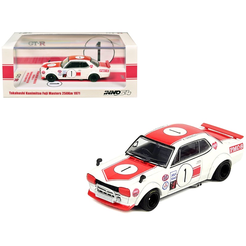 Nissan Skyline 2000 GT-R (KPGC10) #1 RHD (Right Hand Drive) Takahashi Kinimitsu “Fuji Masters 250km” (1971) 1/64 Diecast Model Car by Inno Models