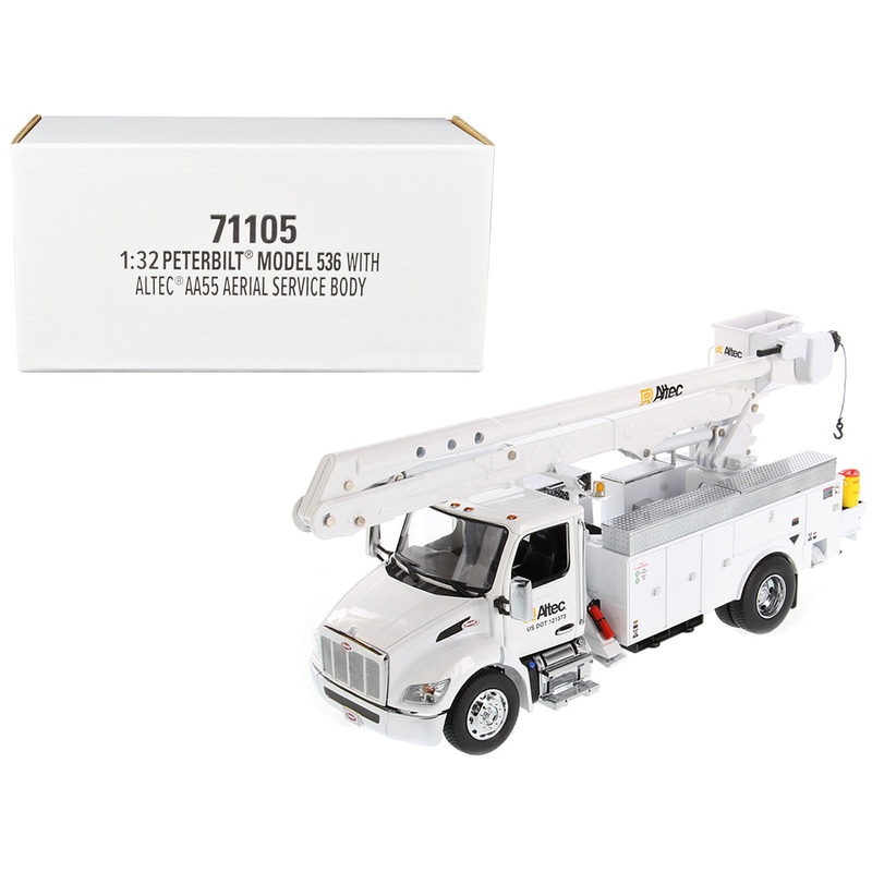 Peterbilt 536 Truck with Altec AA55 Aerial Service Body White “Transport Series” 1/32 Diecast Model by Diecast Masters