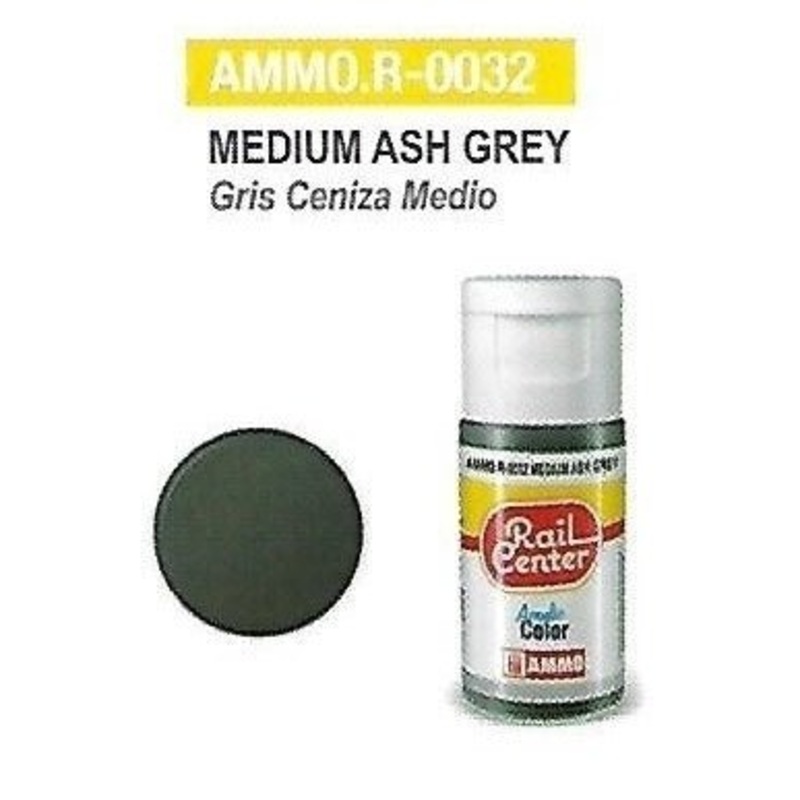 Rail Center Paint R-0032, Medium Ash Gray, 15ml bottle, Acrylic Paint