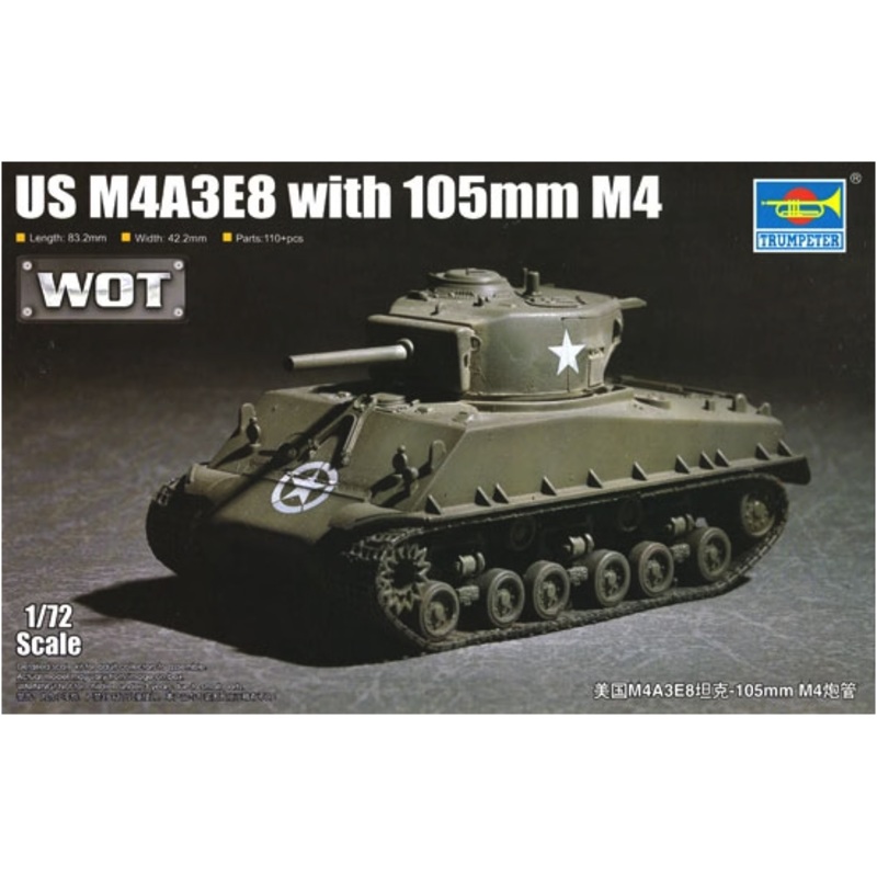 Trumpeter – 1/72 US M4A3E8 with 105mm M4 WoT