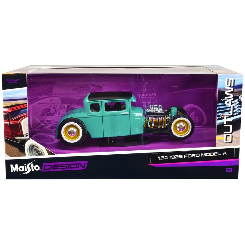 1929 Ford Model A Green with Matt Black Top “Outlaws” Series 1/24 Diecast Model Car by Maisto