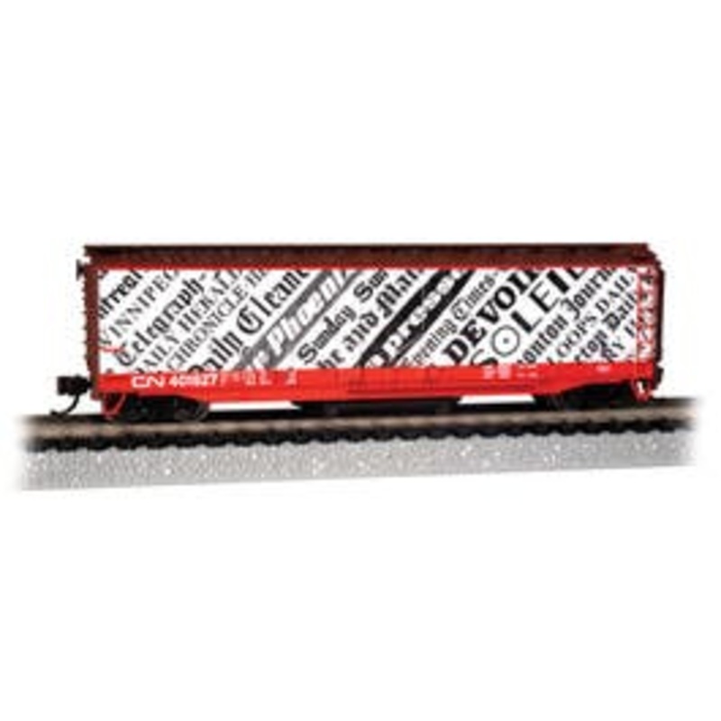 Bachmann 16372  N Track Cleaning Box Car – CANADIAN NATIONAL #401527 (Newsprint)