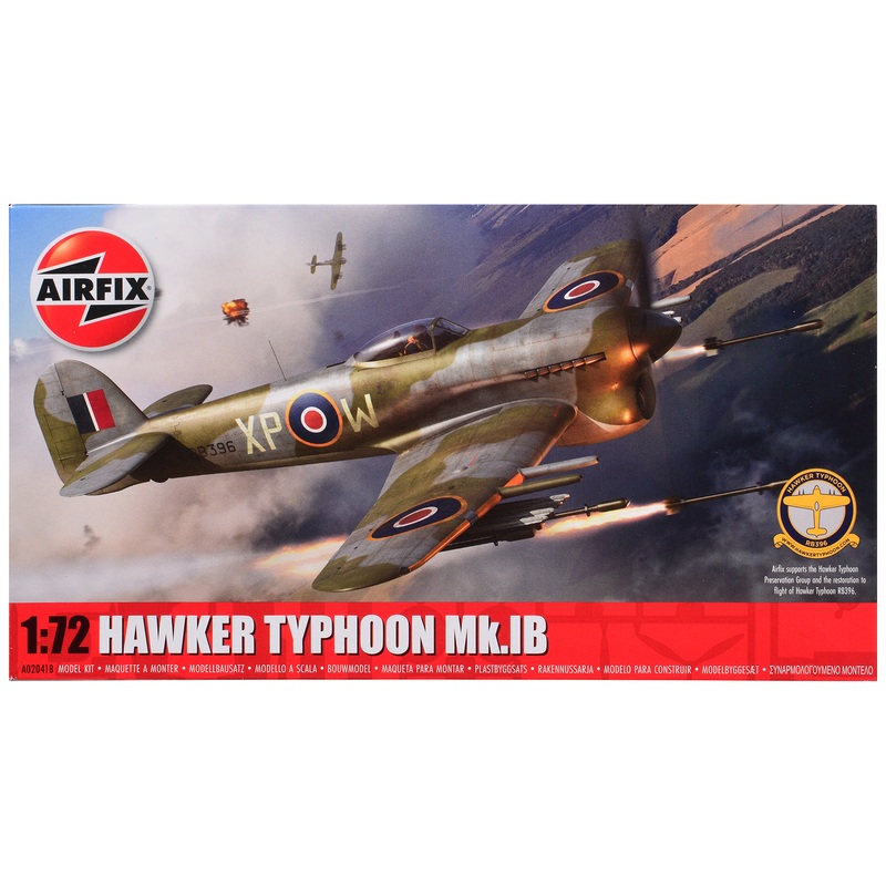 Level 1 Model Kit Hawker Typhoon Mk.IB Aircraft with 2 Scheme Options 1/72 Plastic Model Kit by Airfix