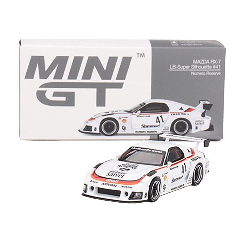 Mazda RX-7 LB-Super Silhouette #41 “Numero Reserve” White Limited Edition 1/64 Diecast Model Car by Mini GT