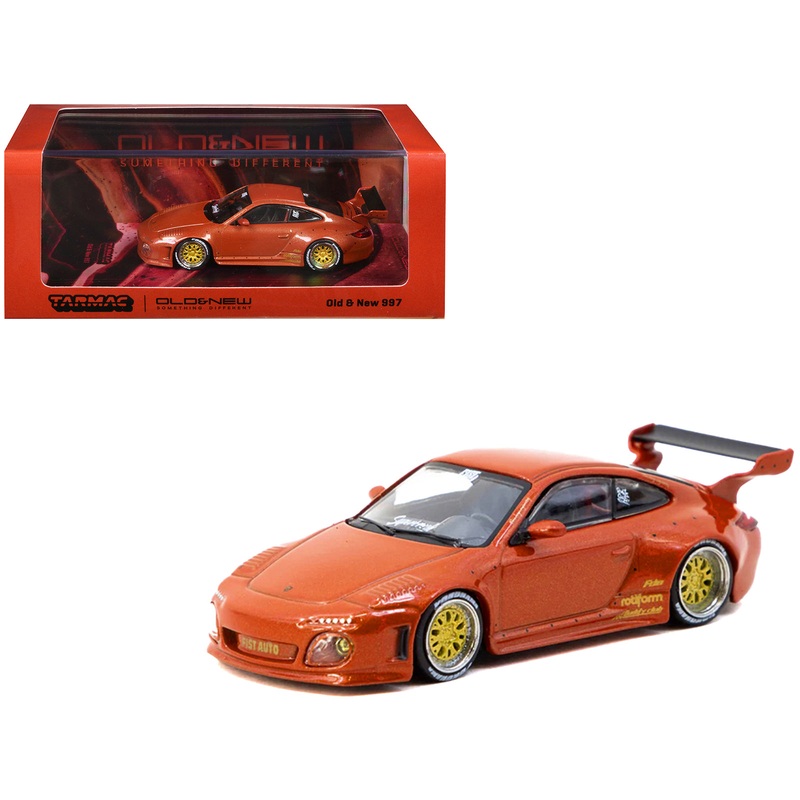 Old & New 997 Orange Red Metallic “Road64” Series 1/64 Diecast Model Car by Tarmac Works