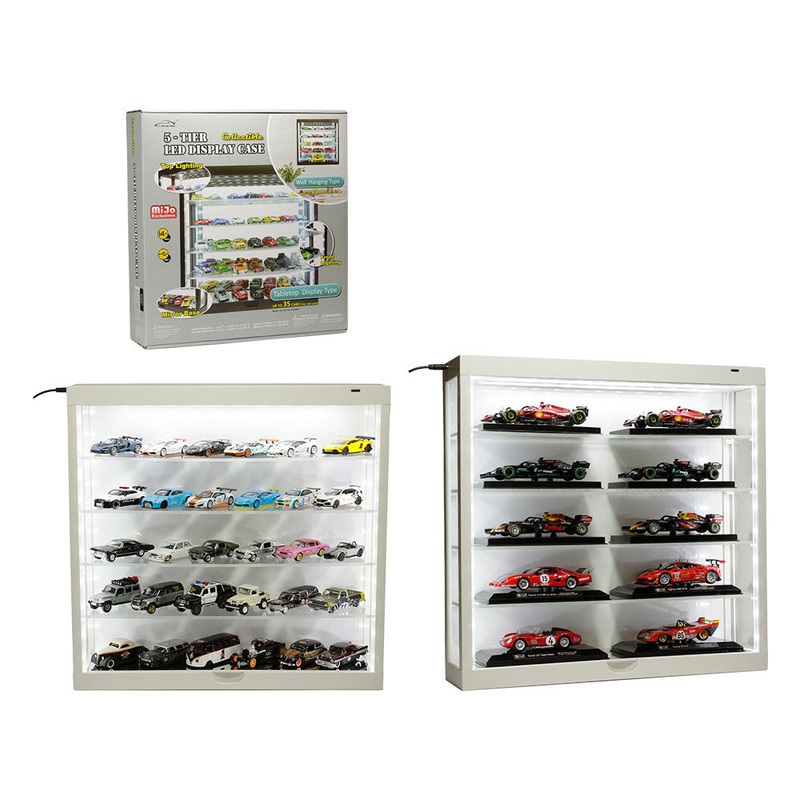 Showcase Wall Mount 5 Tier Display Case White with White Back Panel “Mijo Exclusives” for 1/64-1/43 Scale Models