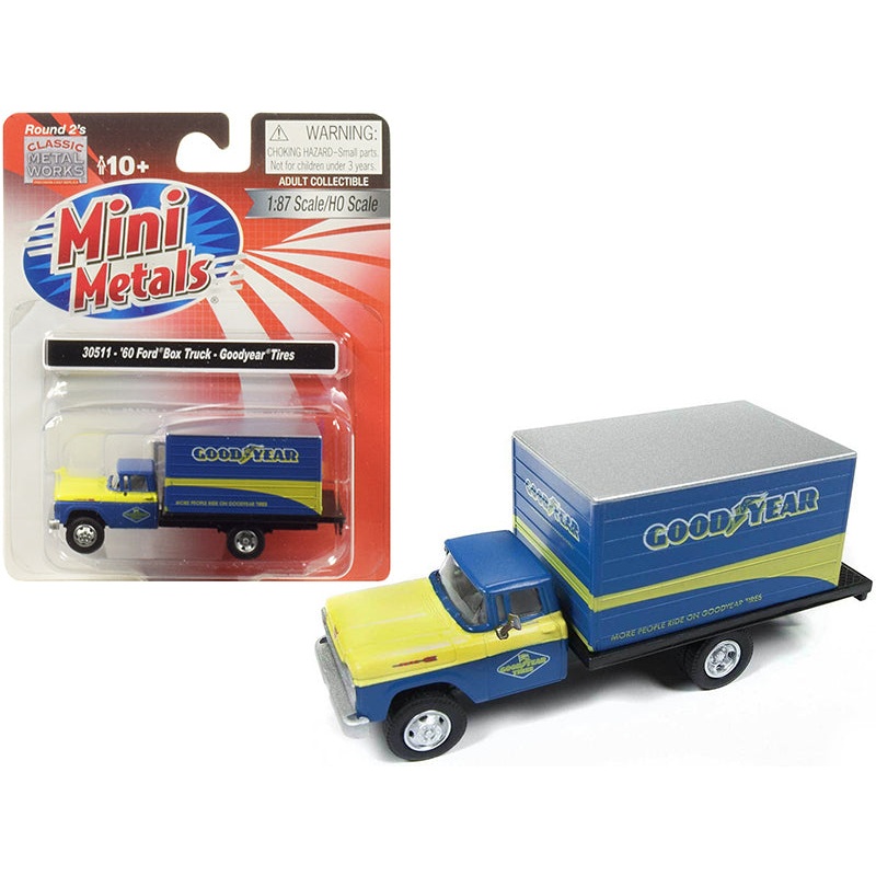 1960 Ford Box Truck “Goodyear” Blue 1/87 (HO) Scale Model by Classic Metal Works