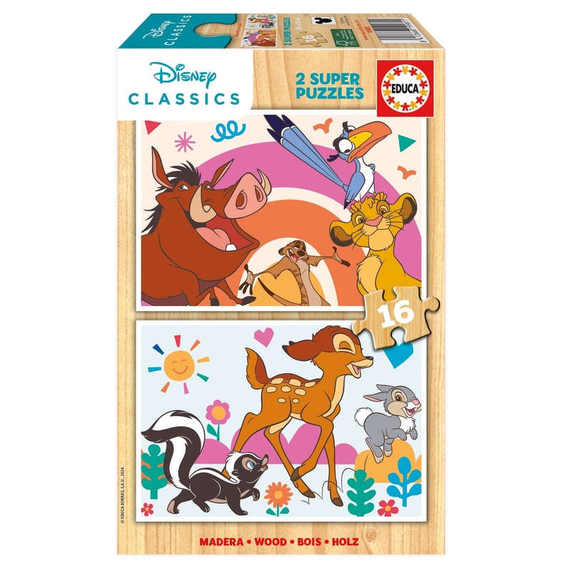 Educa – Disney Animals (2x16pc) (Wooden Puzzle)