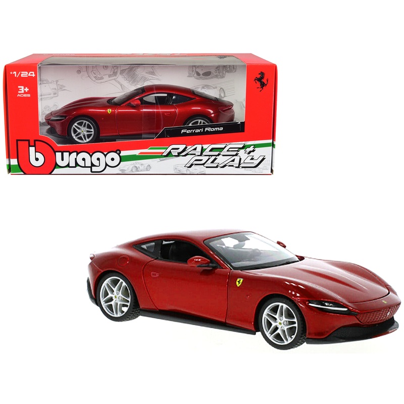 Ferrari Roma Red Metallic “Race + Play” Series 1/24 Diecast Model Car by Bburago