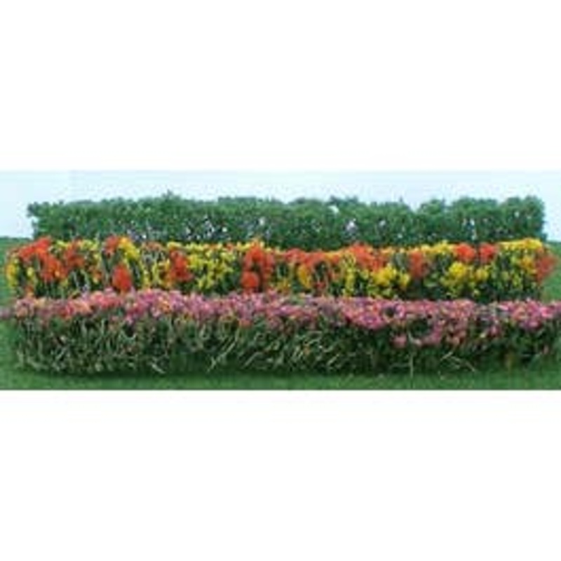 JTT 95510 FLOWER HEDGES 5″ x 3/8″ x 5/8″ HO-scale, Green, Red, Yellow, and Pink, 8/pk