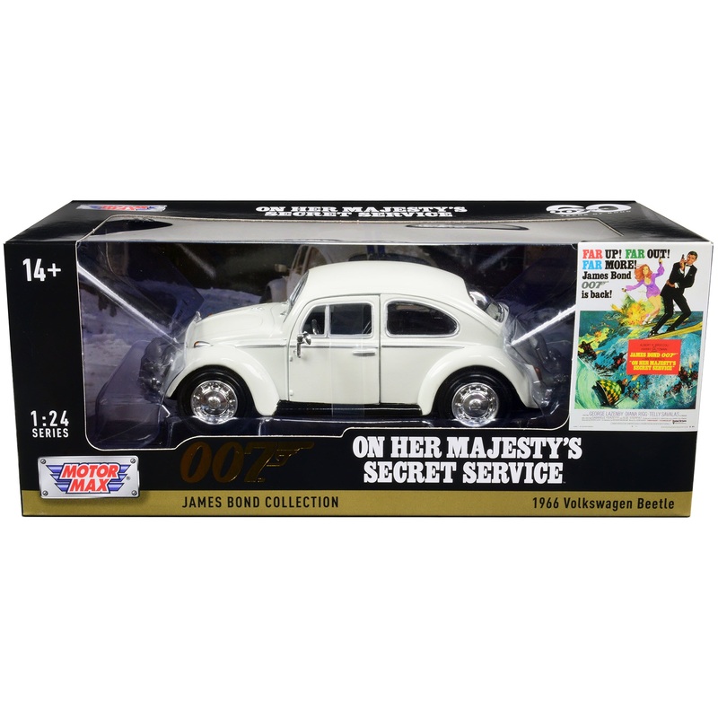 1966 Volkswagen Beetle White James Bond 007 “On Her Majesty’s Secret Service” (1969) Movie “James Bond Collection” Series 1/24 Diecast Model Car by Motormax