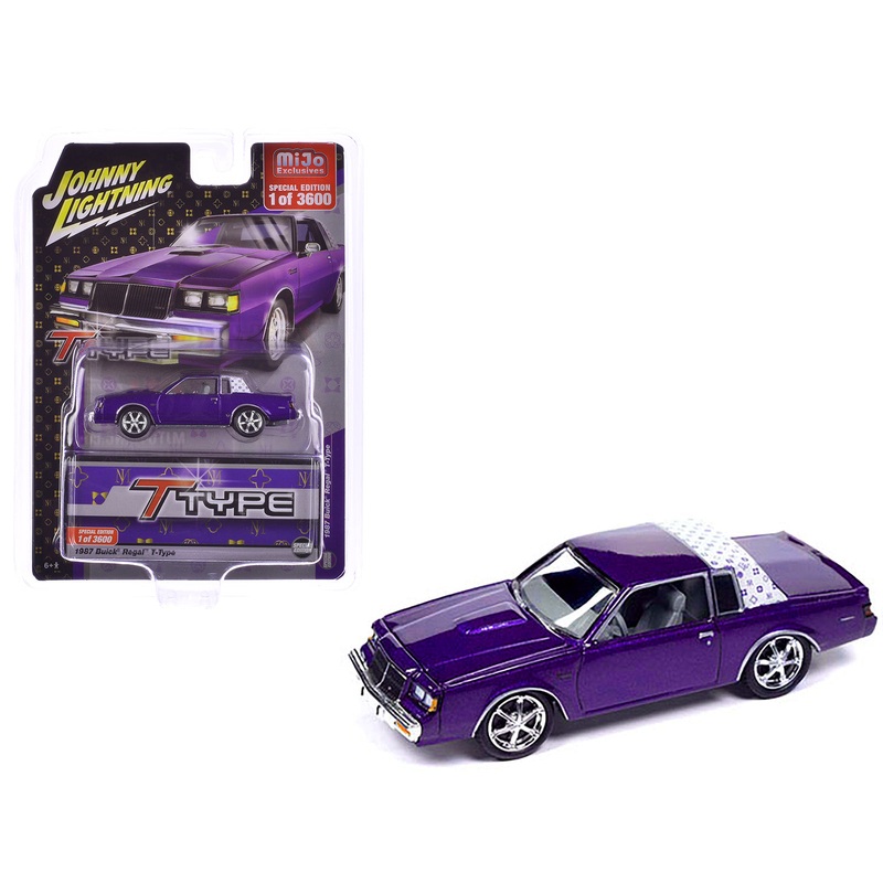 1987 Buick Regal T-Type Purple Metallic Limited Edition to 3600 pieces Worldwide 1/64 Diecast Model Car by Johnny Lightning