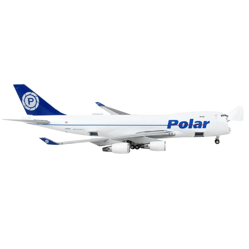 Boeing 747-400F Commercial Aircraft “Polar Air Cargo” White with Blue Tail “Interactive Series” 1/400 Diecast Model Airplane by GeminiJets